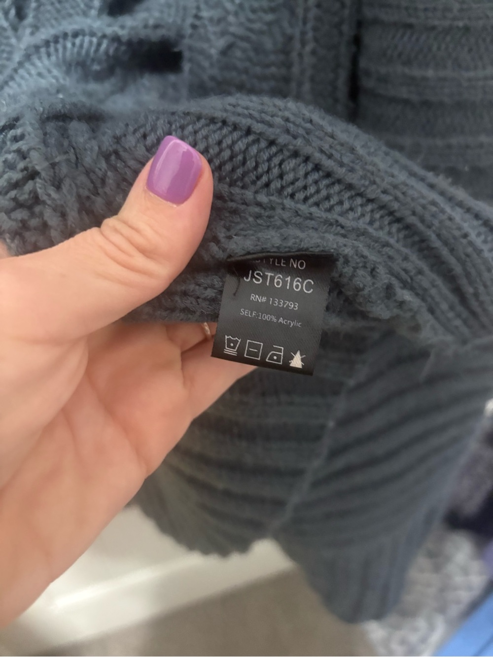 POL Open-Front Cable Knit Cardigan in Dark Teal - Picture 5 of 5